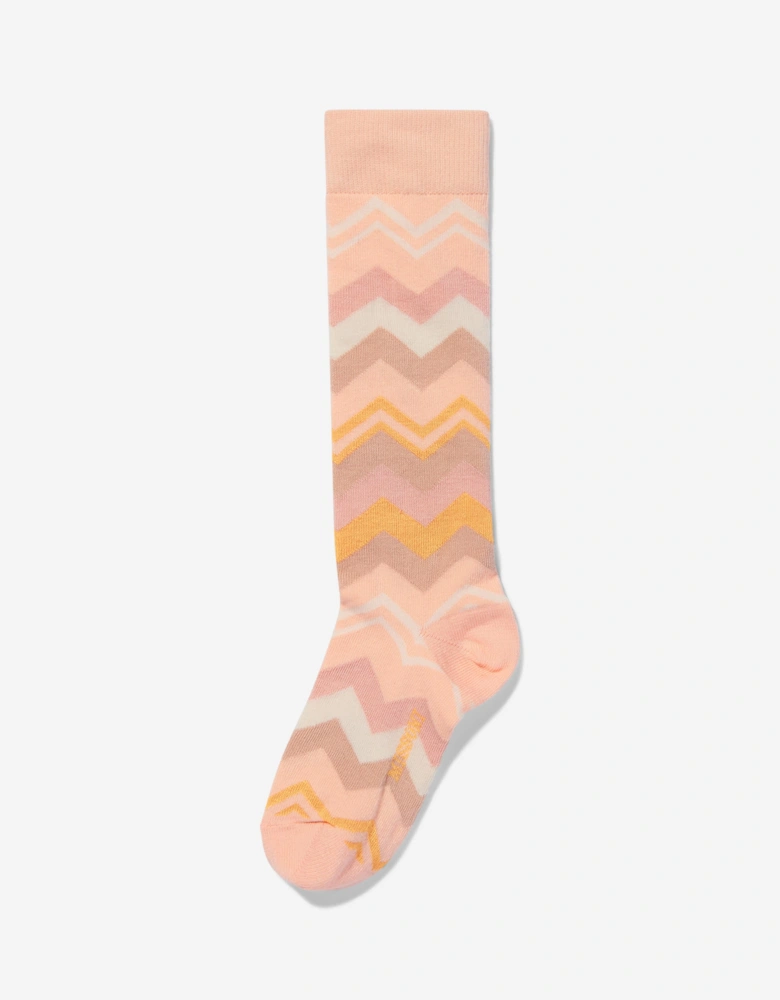 Girls Zigzag Socks in Pink