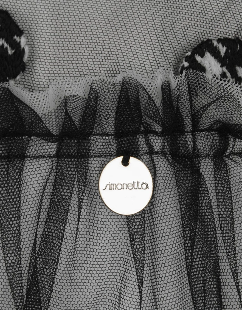 Houndstooth Heart Embroidered Dress