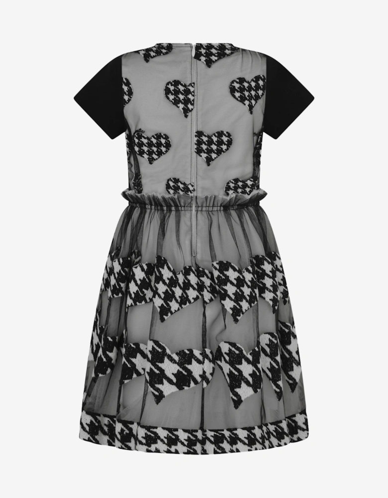 Houndstooth Heart Embroidered Dress
