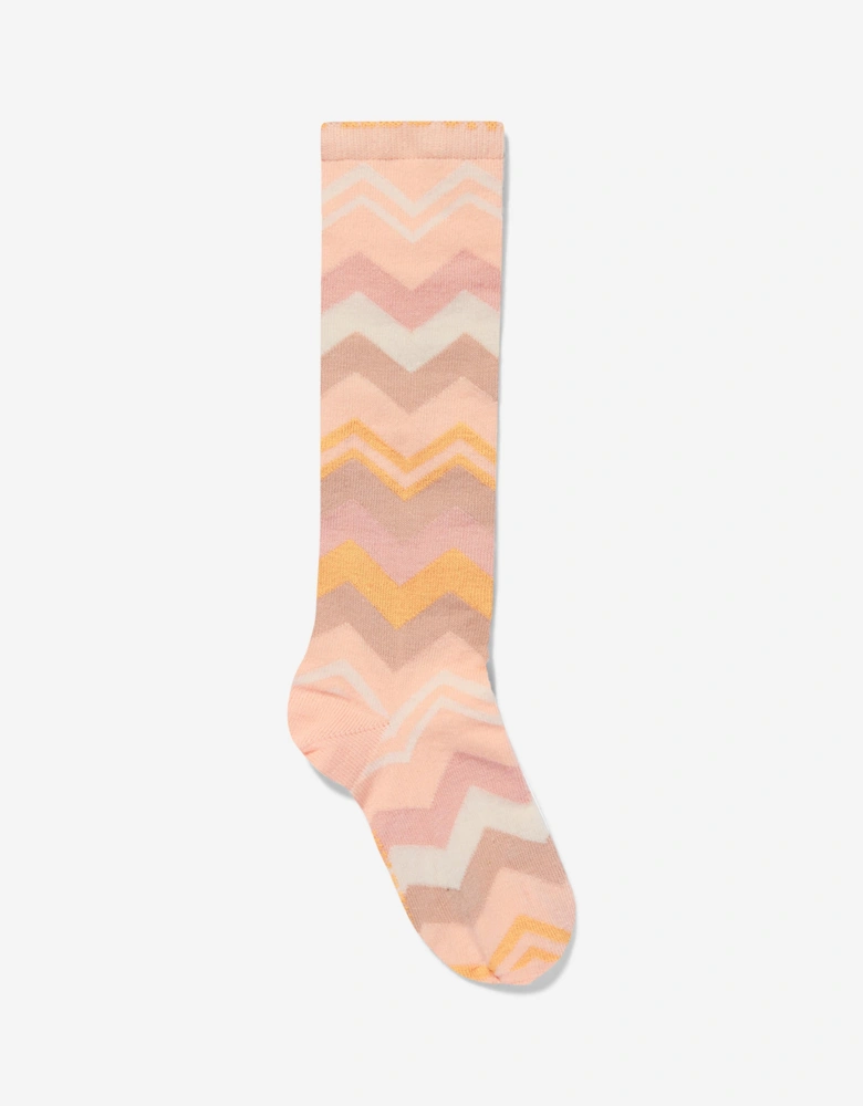 Girls Zigzag Socks in Pink