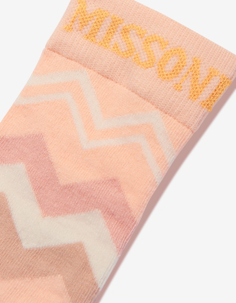 Girls Zigzag Socks in Pink