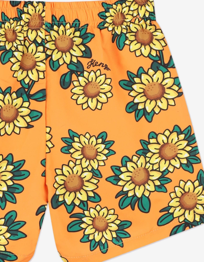 Boys Sunflower Swim Shorts in Orange