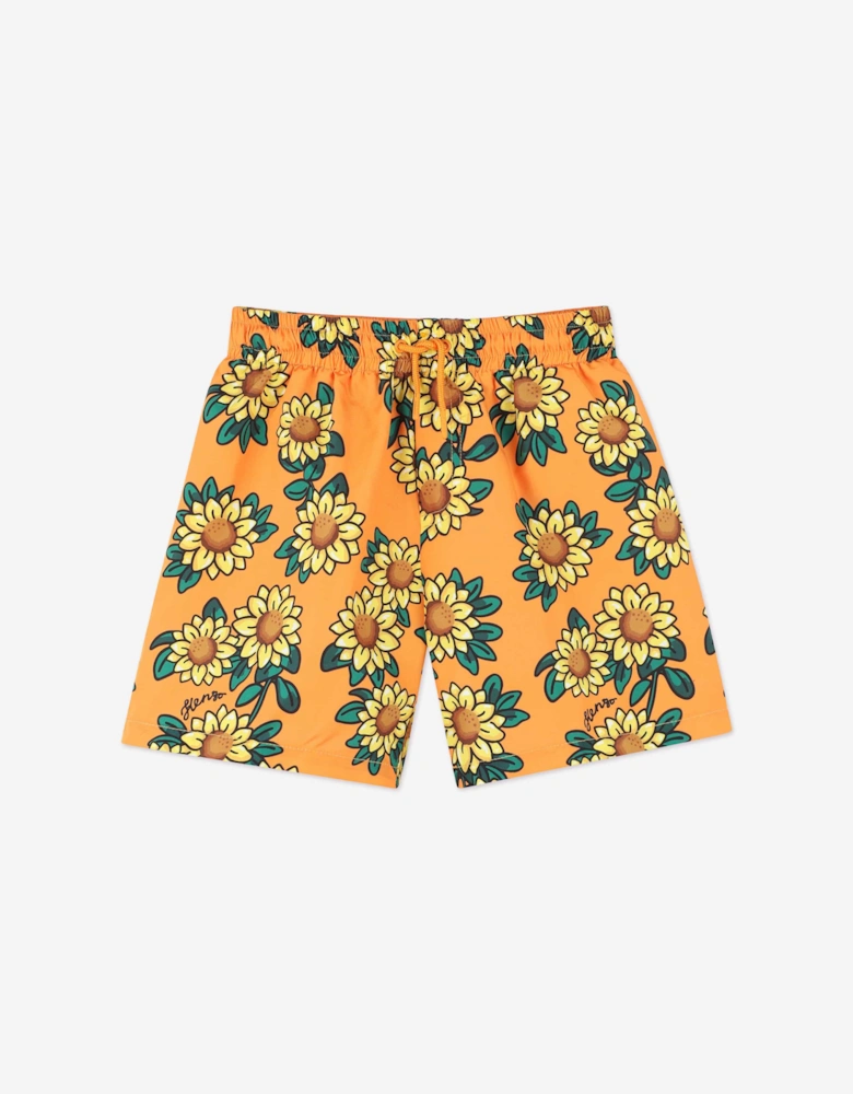 Boys Sunflower Swim Shorts in Orange