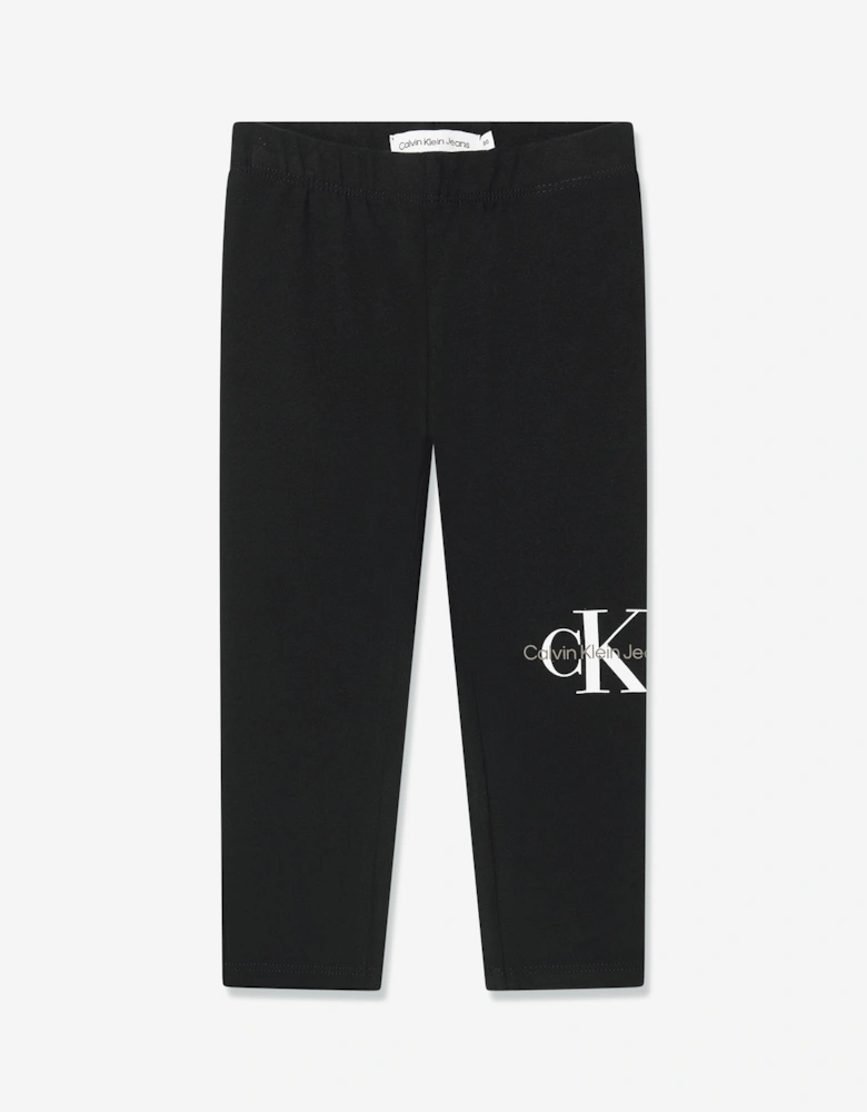 Baby Girls Monogram Leggings in Black