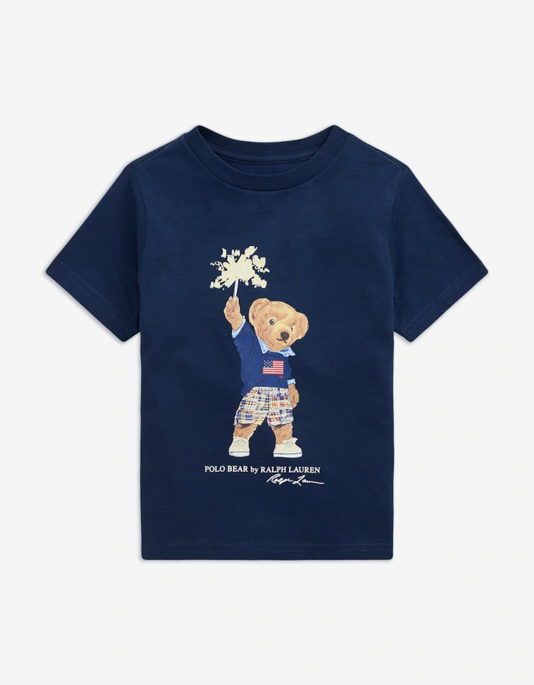 Boys Sparkler Polo Bear T-Shirt in Navy