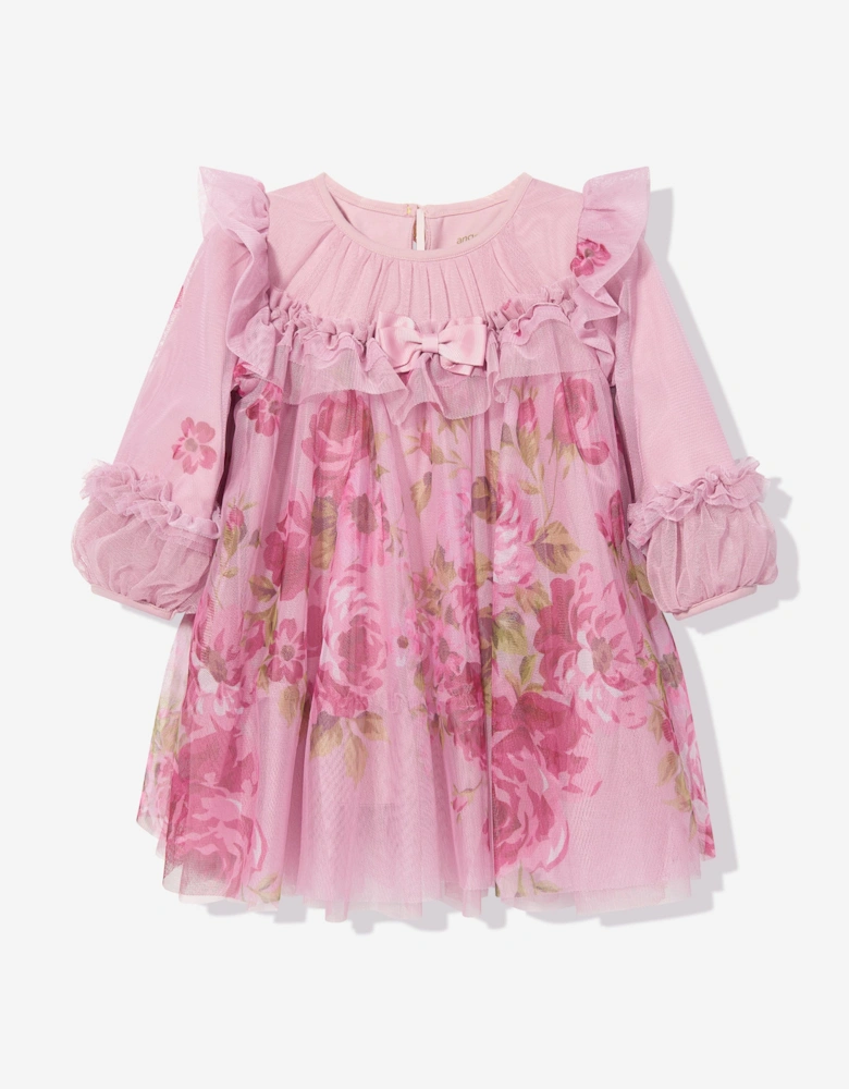 Angels Face Baby Girls Nadiya Border Print Dress in Pink