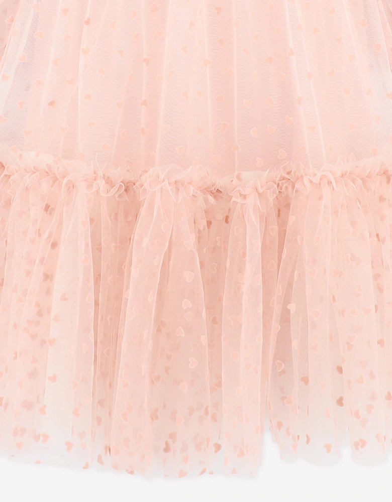 Angels Face Girls Myrtle Flock Hearts Tulle Dress in Pink