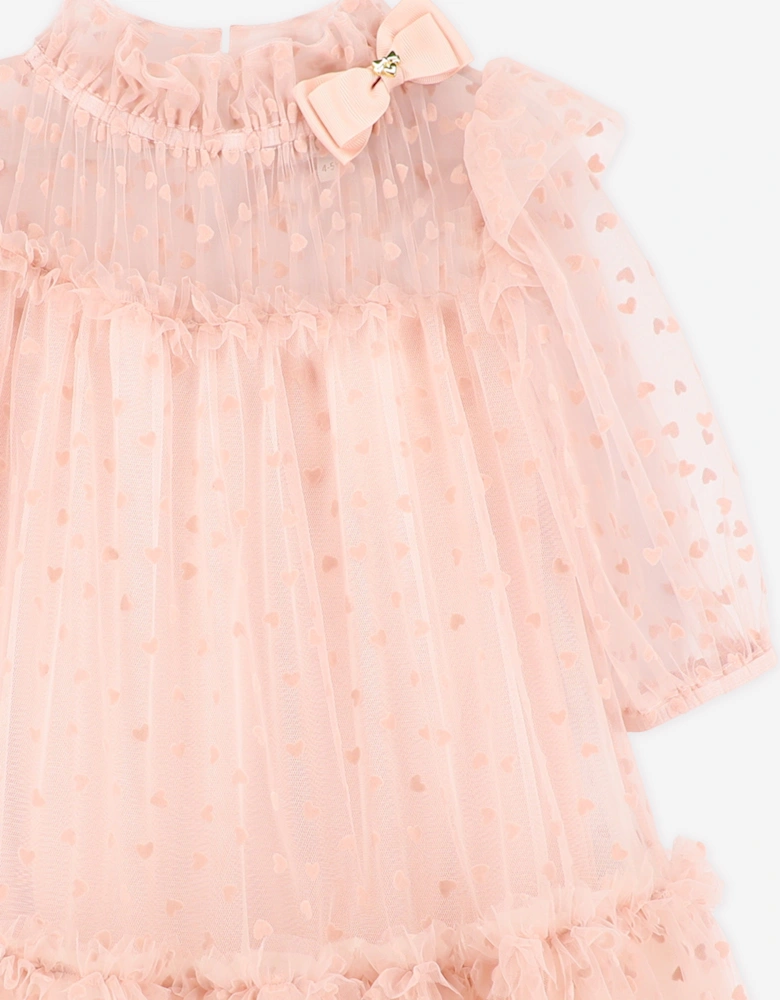 Angels Face Girls Myrtle Flock Hearts Tulle Dress in Pink