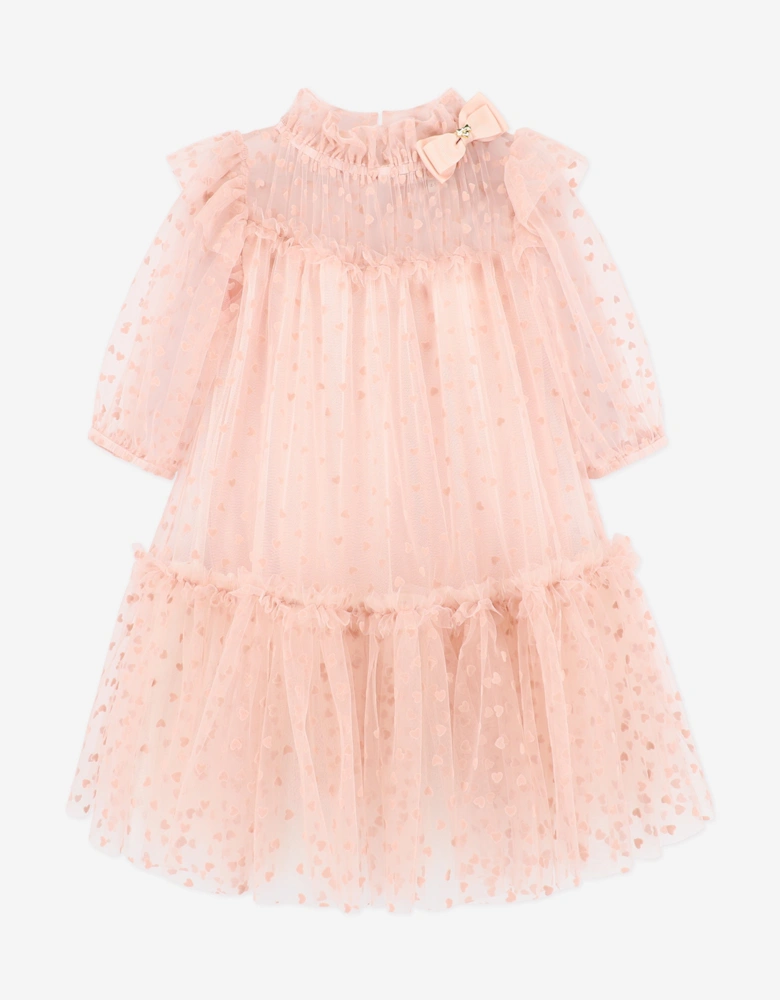 Angels Face Girls Myrtle Flock Hearts Tulle Dress in Pink