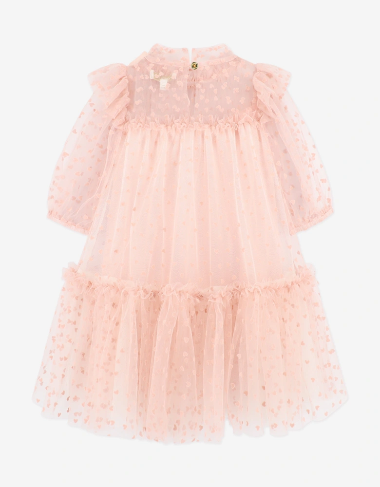 Angels Face Girls Myrtle Flock Hearts Tulle Dress in Pink
