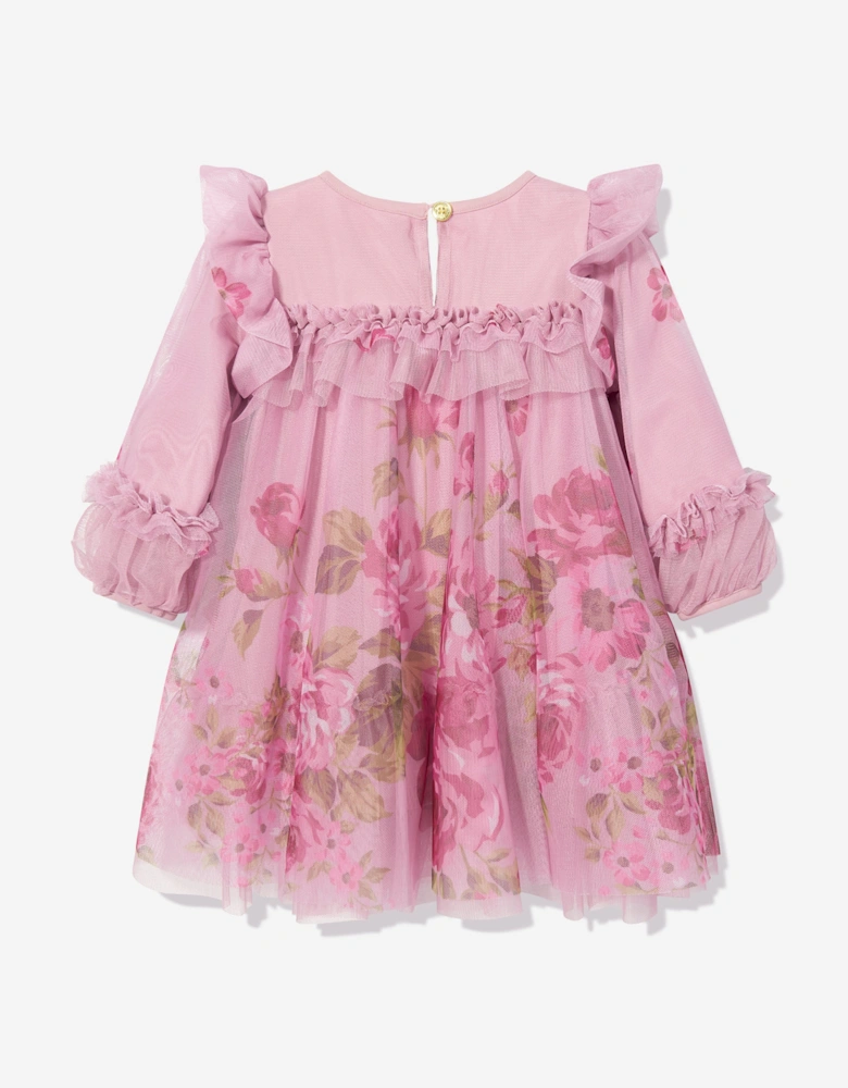 Angels Face Baby Girls Nadiya Border Print Dress in Pink