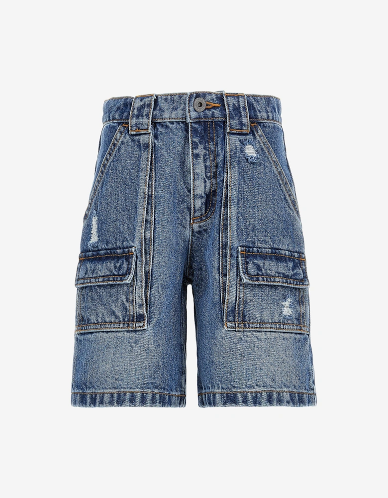 Boys Denim Cargo Shorts in Blue