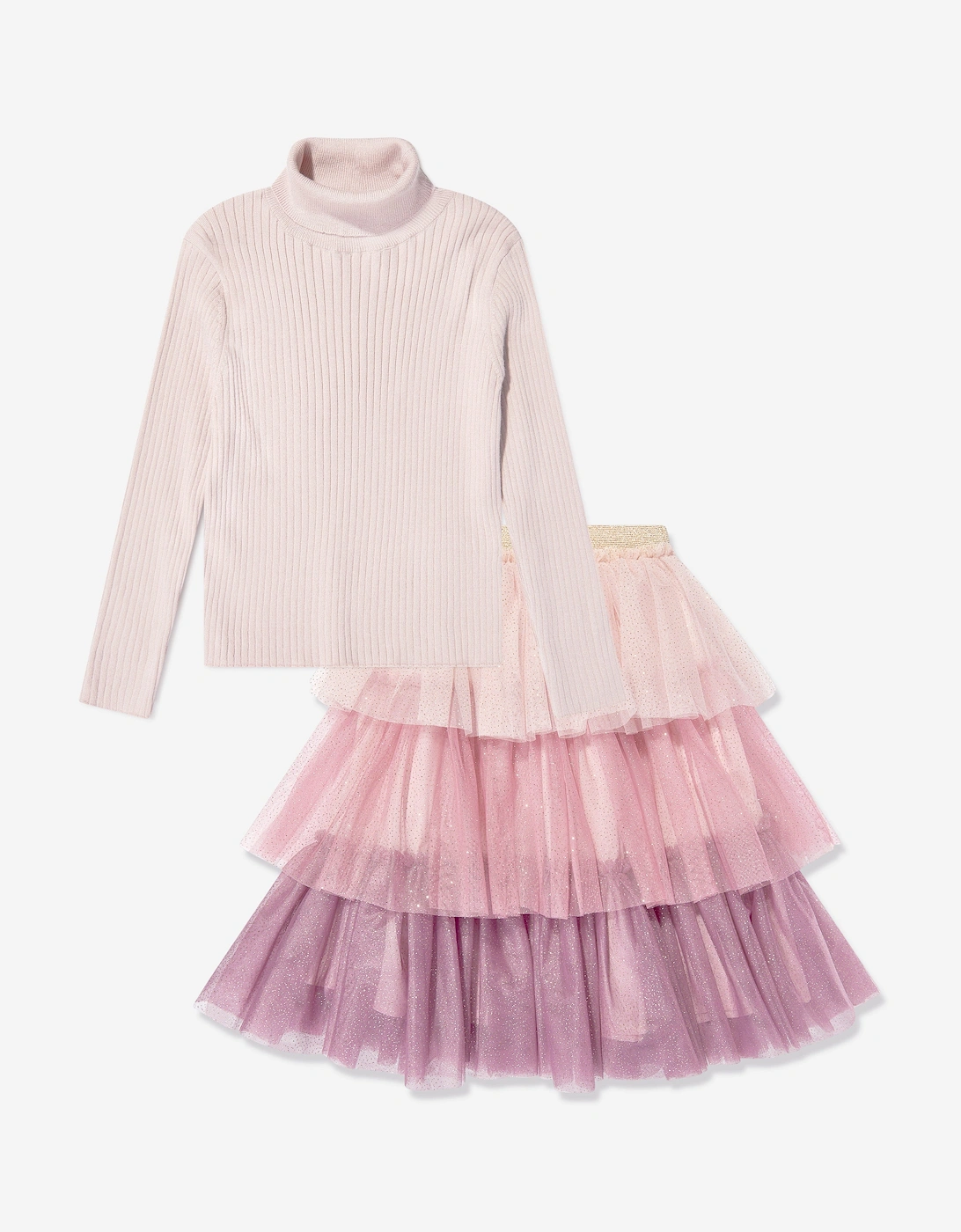 Girls Tulle Skirt Set in Multicolour, 6 of 5