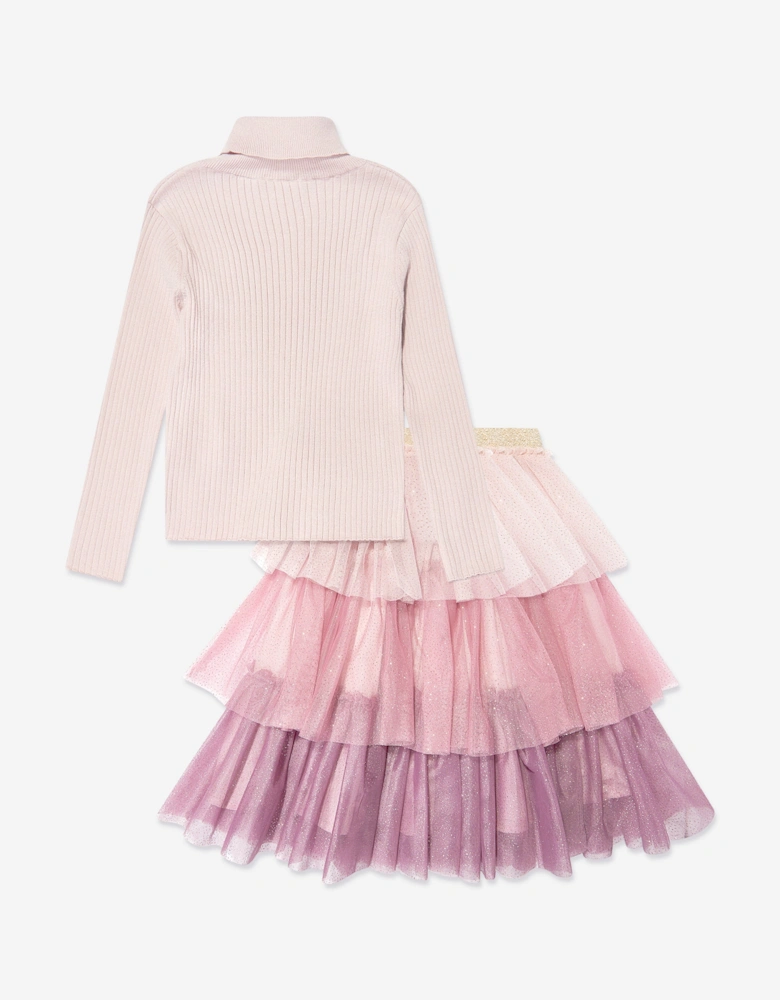 Girls Tulle Skirt Set in Multicolour