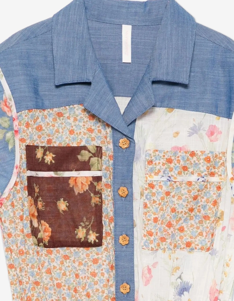Girls Lucky Pocket Playsuit in Blue