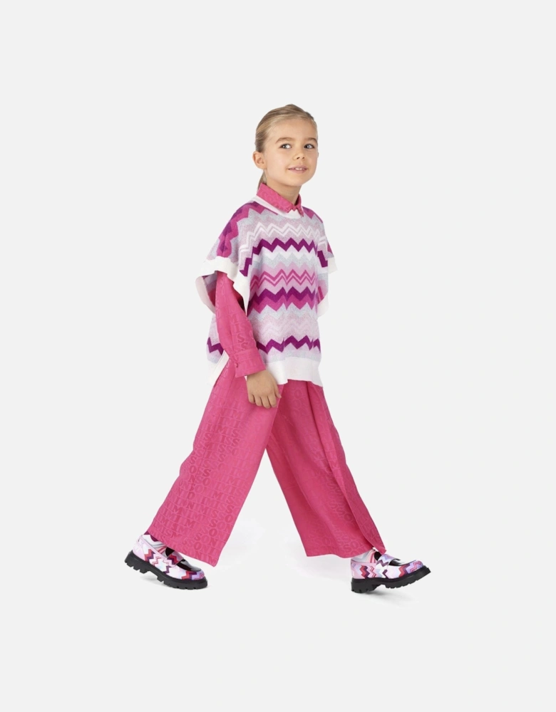 Girls Zigzag Knitted Vest in Pink