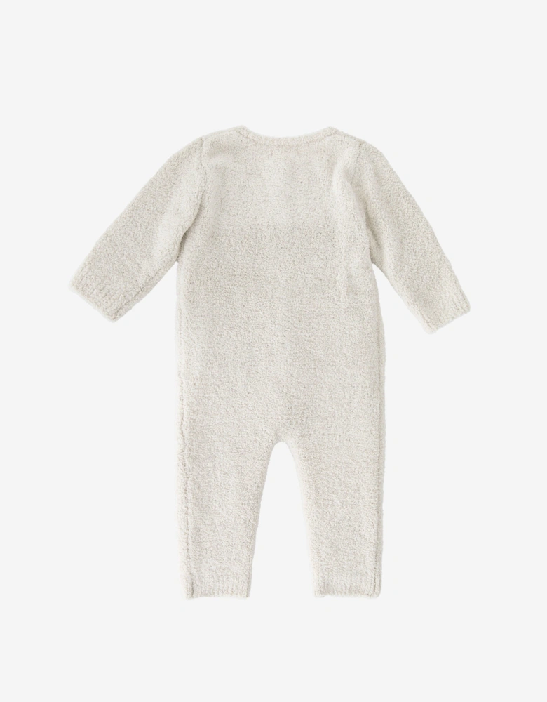7AM Enfant Baby Fuzzy Long Sleeve Romper in Ivory