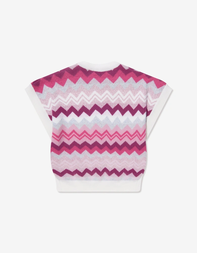 Girls Zigzag Knitted Vest in Pink