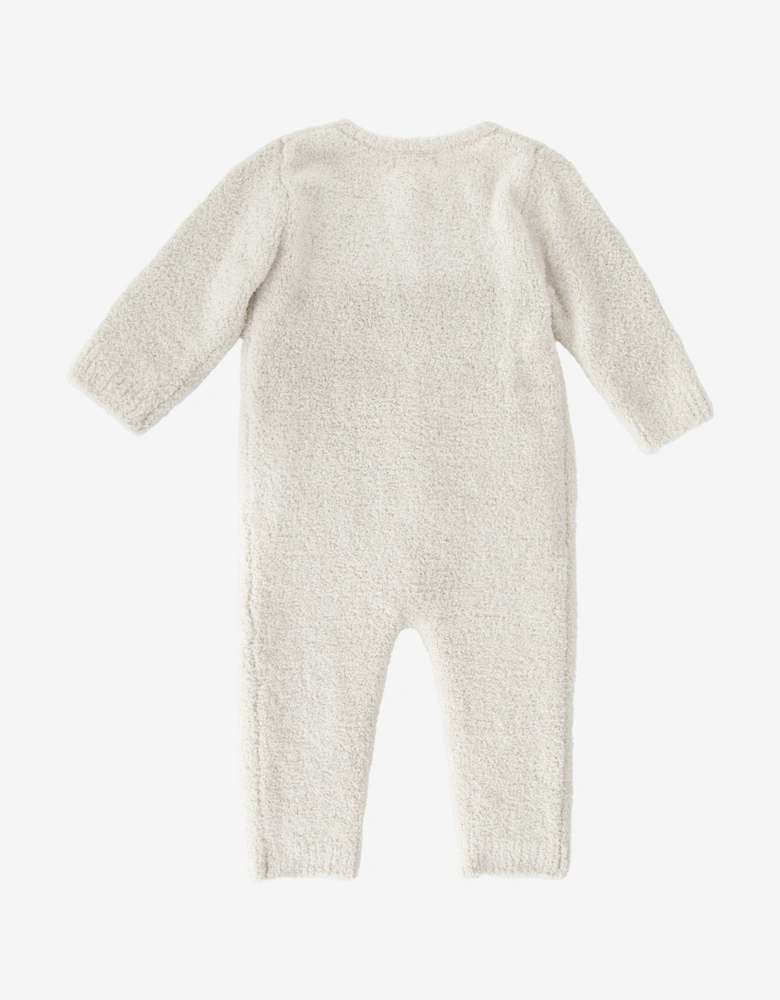 7AM Enfant Baby Fuzzy Long Sleeve Romper in Ivory