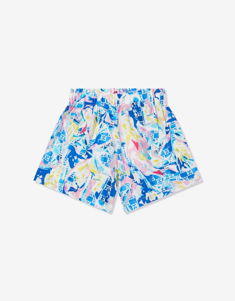 Girls Batiste Printed Shorts in Blue