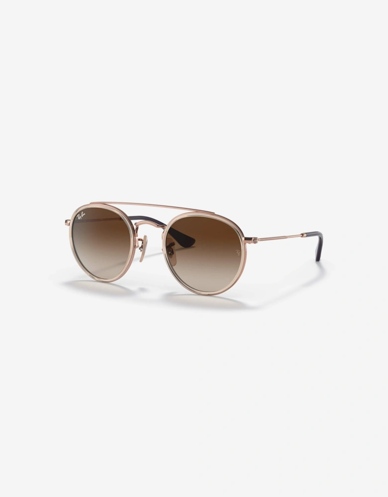 Kids Round Double Bridge Sunglasses in Brown