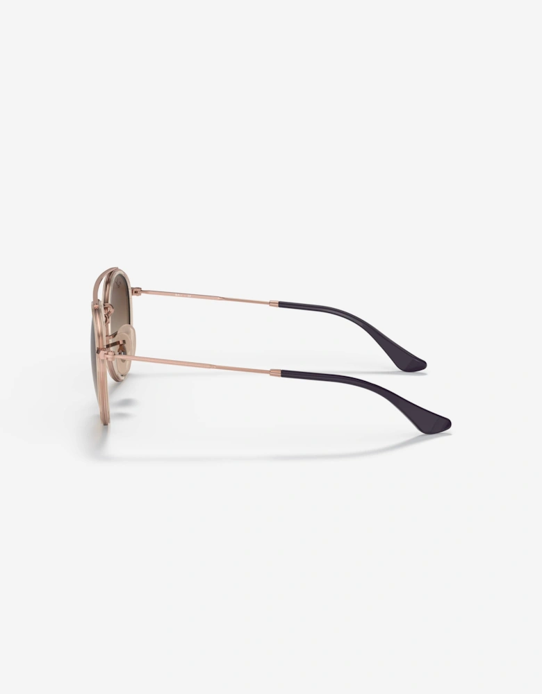 Kids Round Double Bridge Sunglasses in Brown