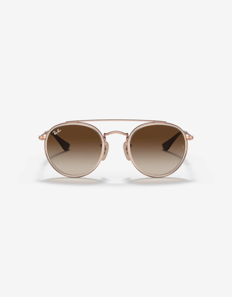 Kids Round Double Bridge Sunglasses in Brown