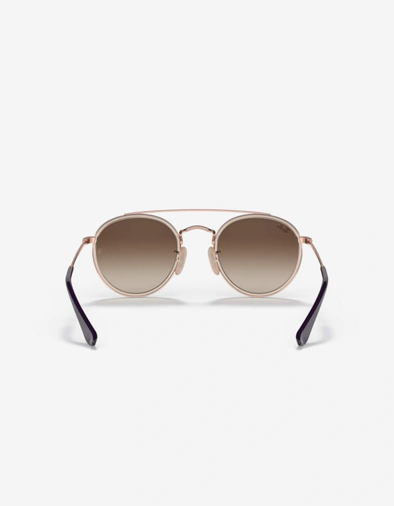 Kids Round Double Bridge Sunglasses in Brown