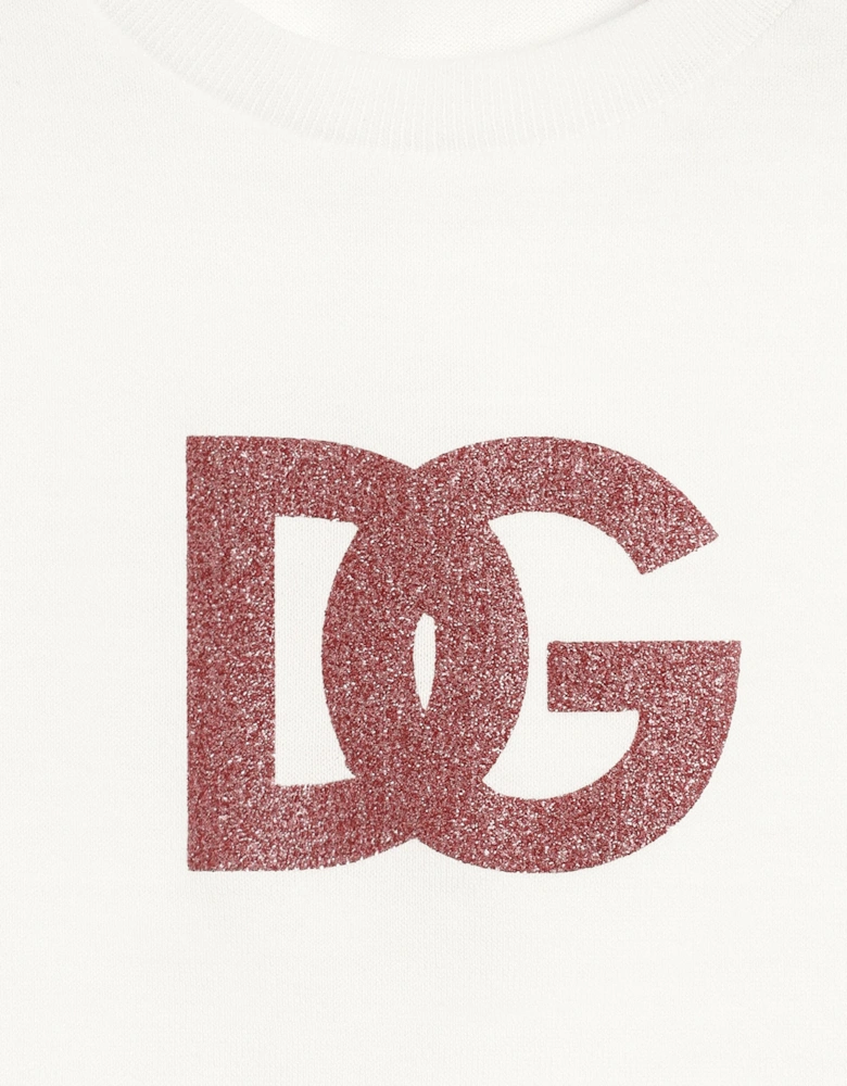 Girls Glitter DG Logo T-Shirt in White