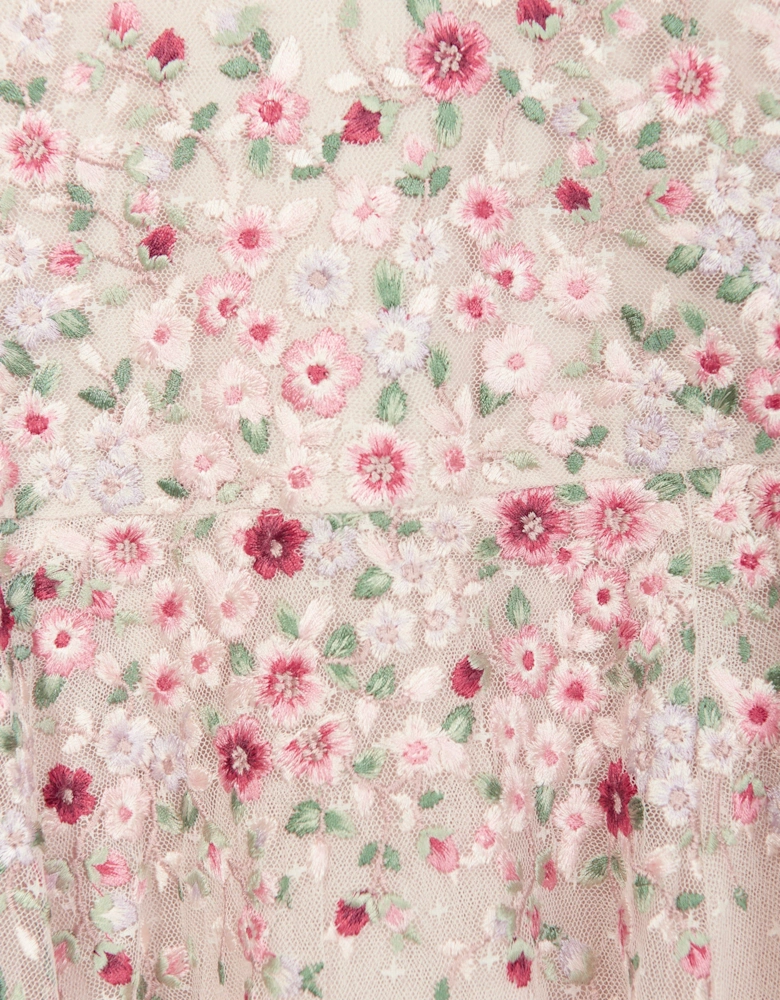 Girls Lunaria Wreath Dress in Multicolour