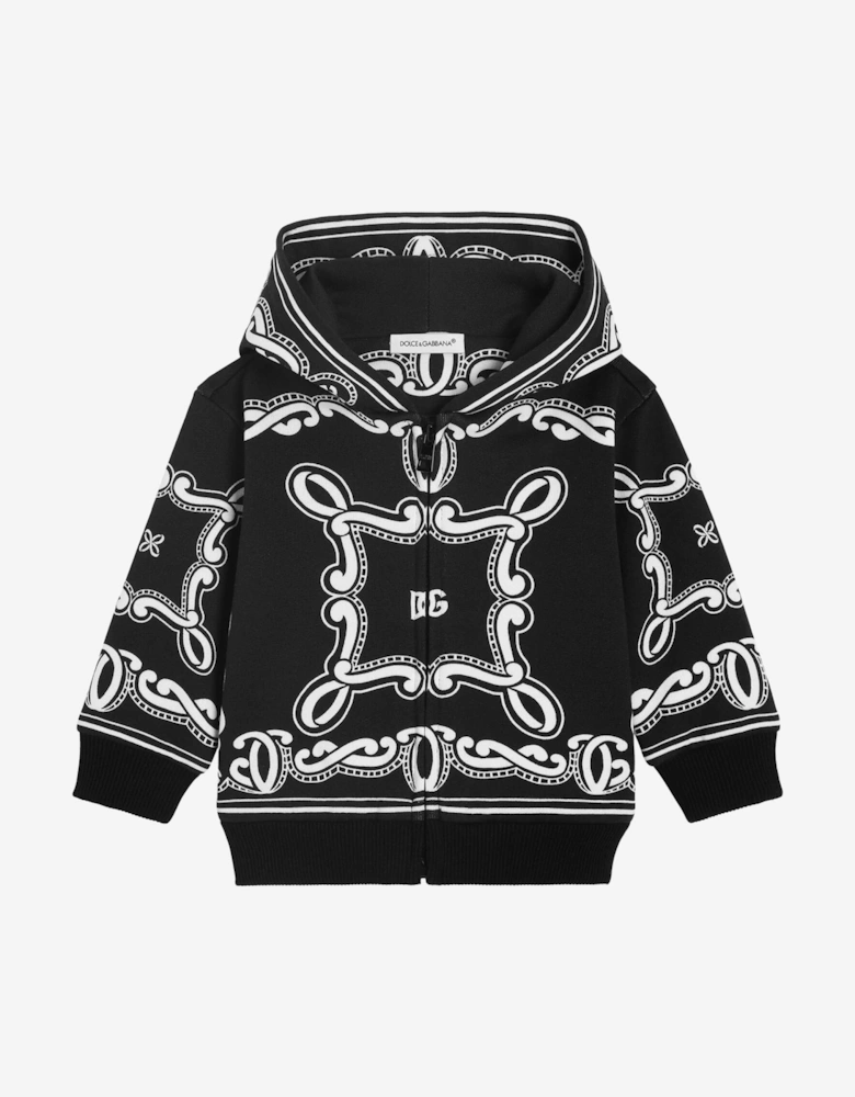 Baby Boys Bandana Print Zip Up Top in Black