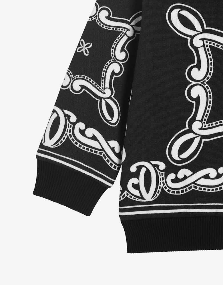 Baby Boys Bandana Print Zip Up Top in Black