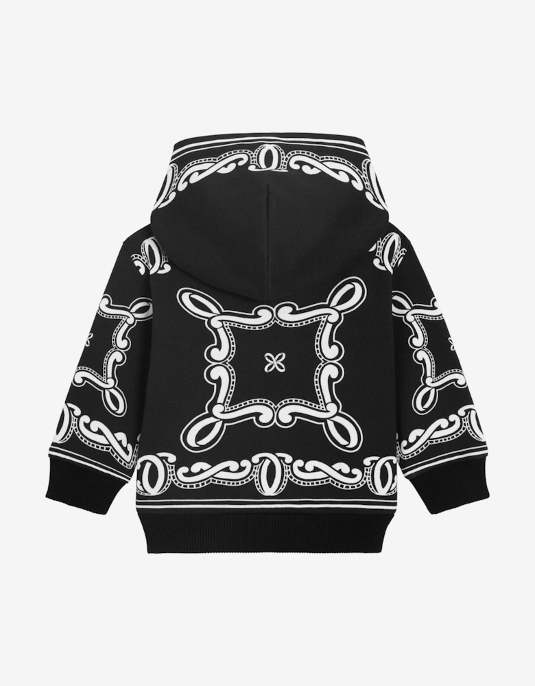 Baby Boys Bandana Print Zip Up Top in Black