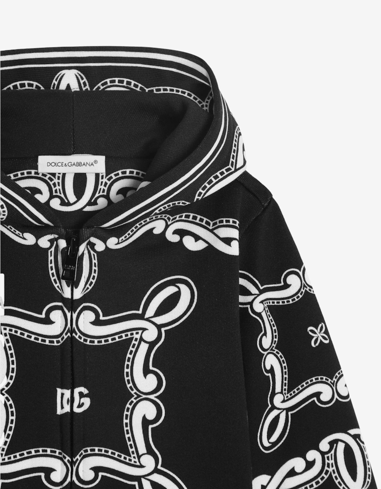 Baby Boys Bandana Print Zip Up Top in Black