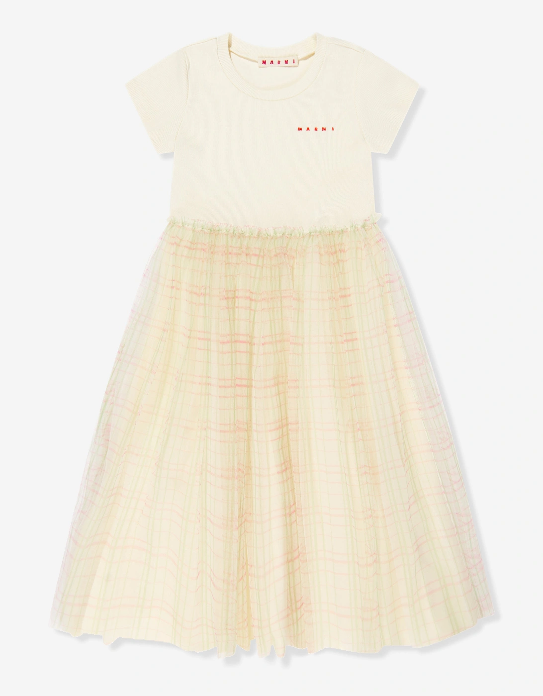 Girls Tulle Check Dress in Ivory, 5 of 4