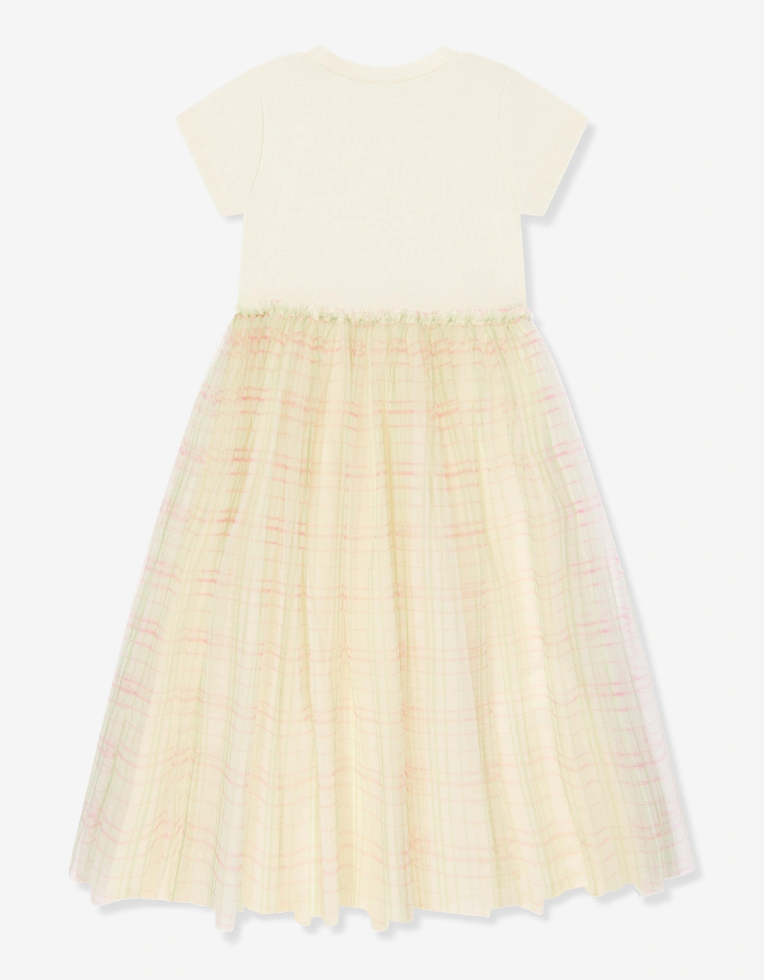 Girls Tulle Check Dress in Ivory