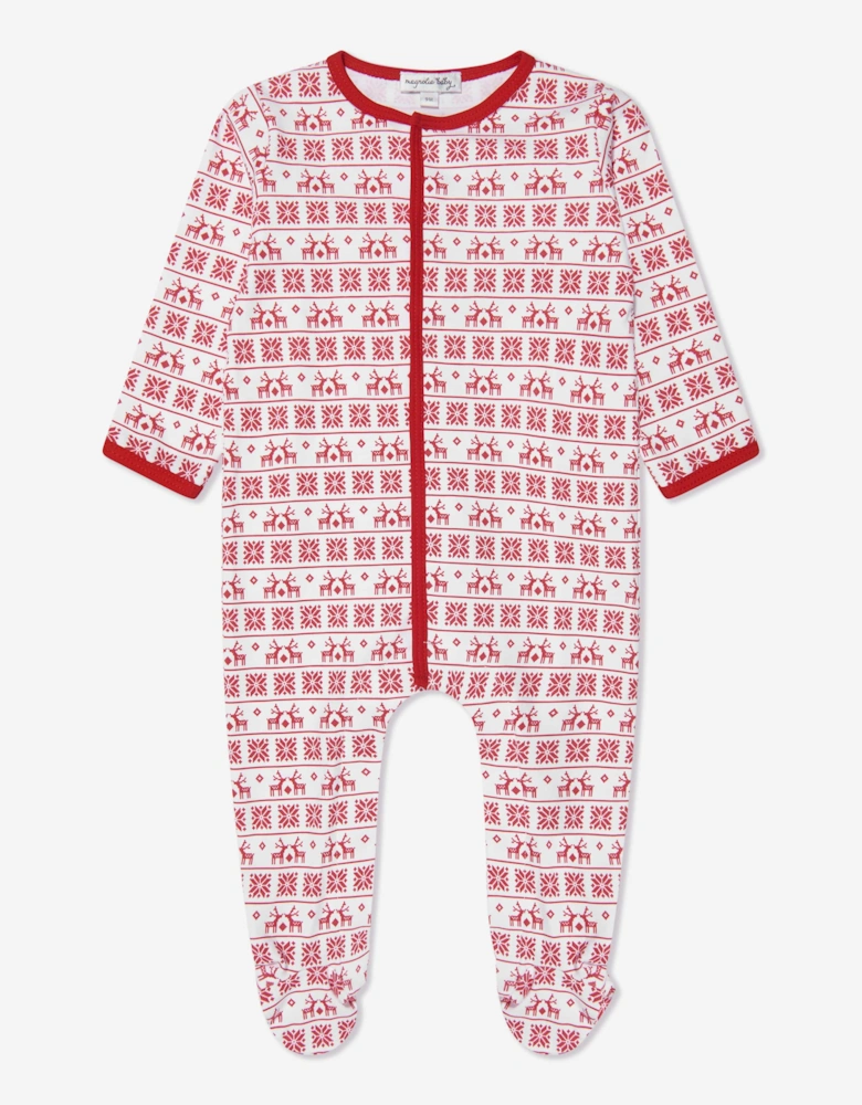 Baby Fair Isle Babygrow in Red