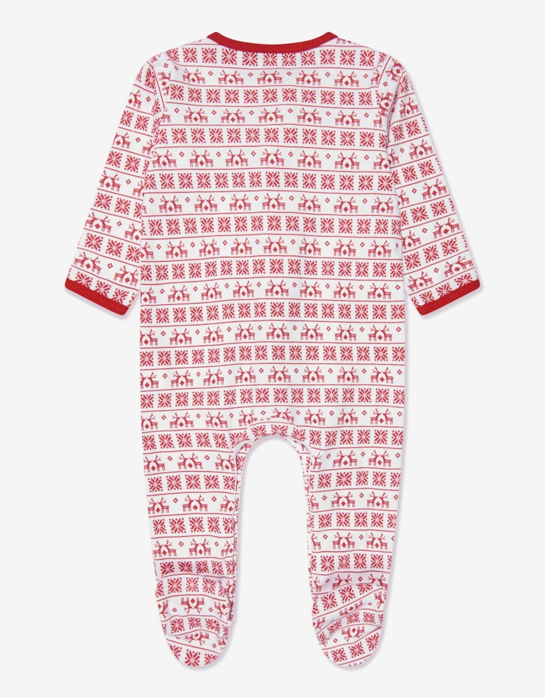 Baby Fair Isle Babygrow in Red