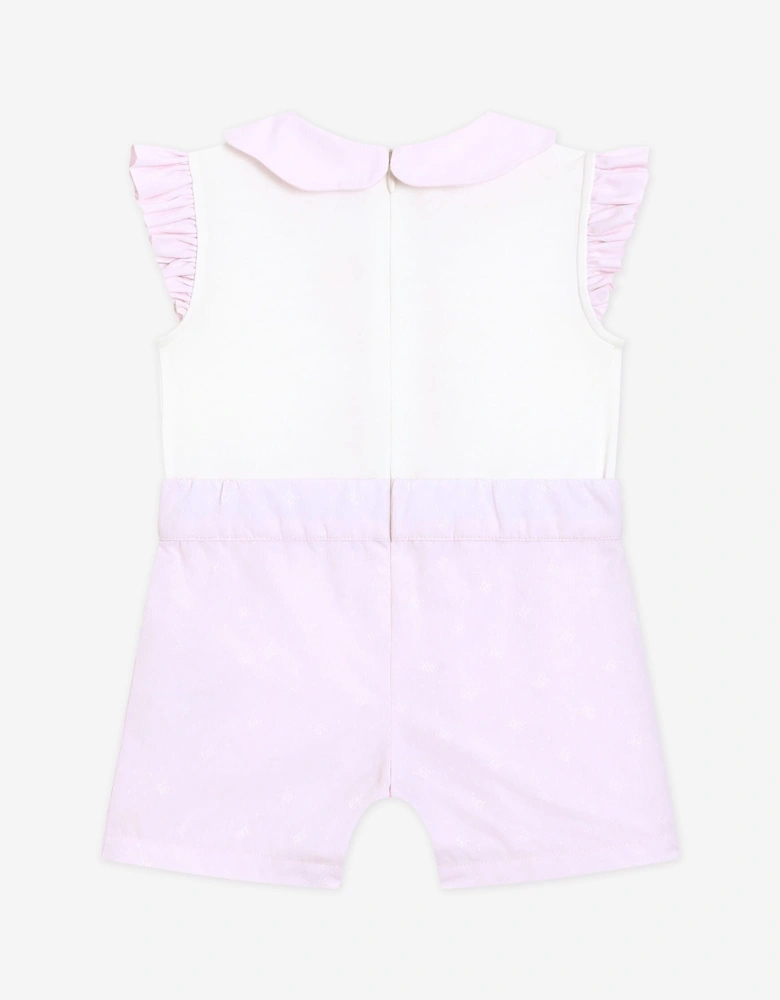 Baby Girls Embroidered Romper in Pink