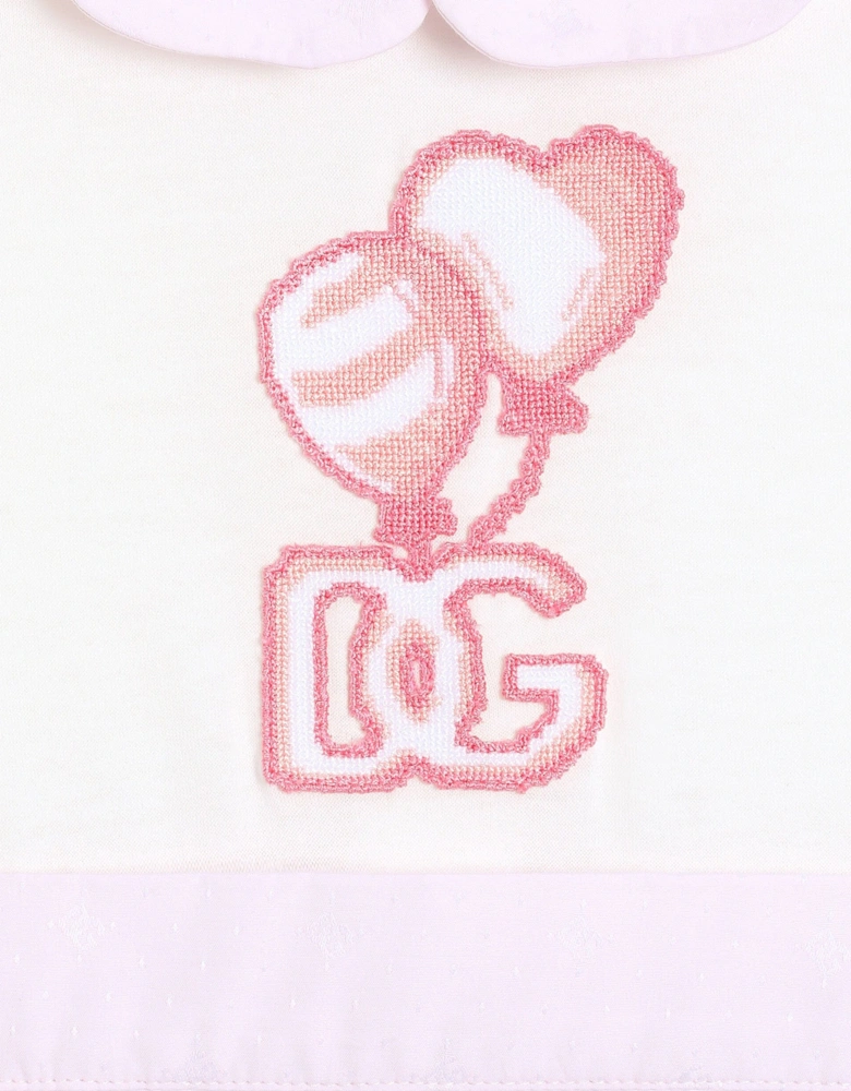 Baby Girls Embroidered Romper in Pink