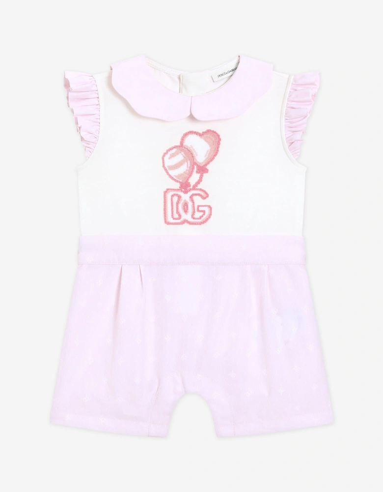 Baby Girls Embroidered Romper in Pink