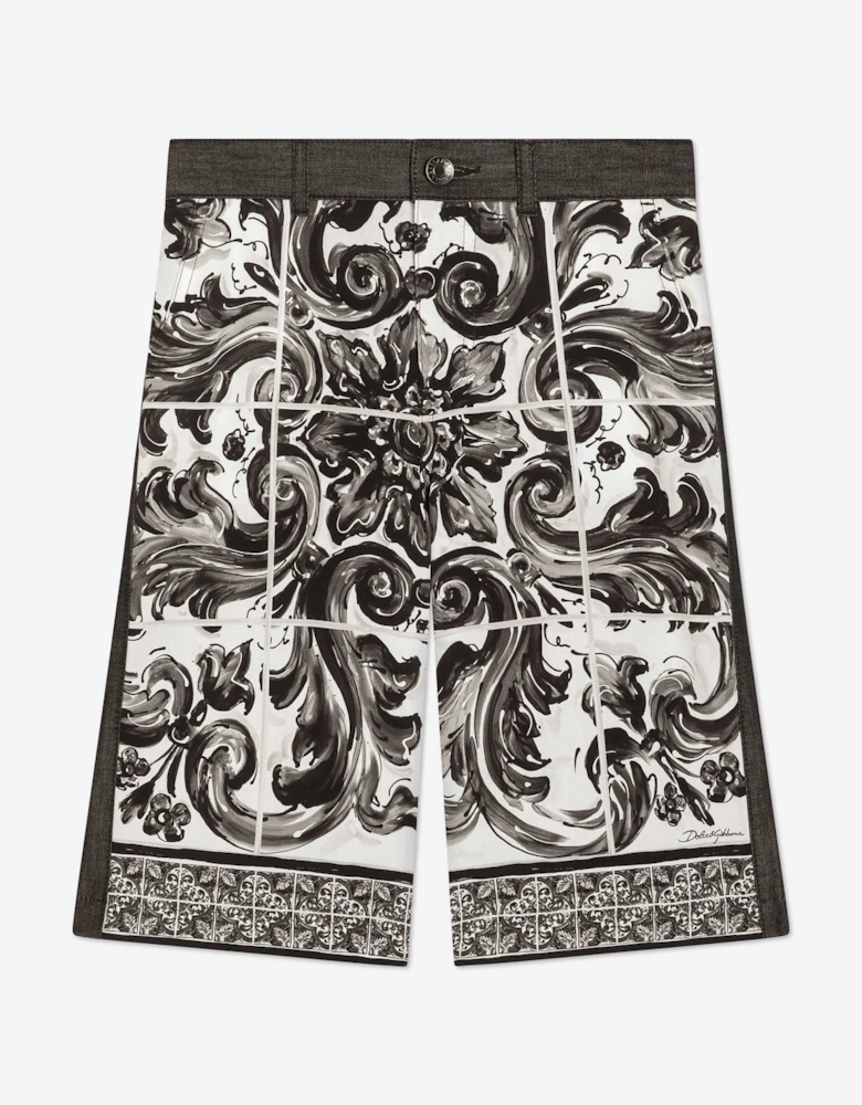 Boys Majolica Print Shorts in Black