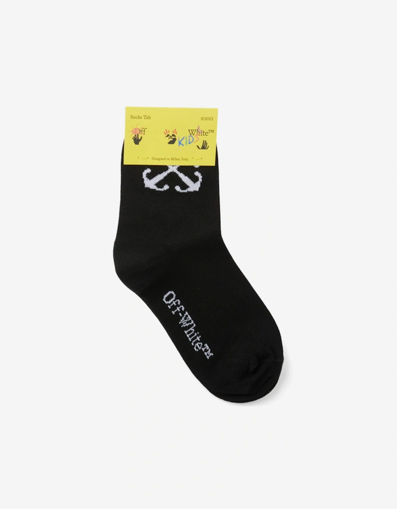 Kids Arrow Mid High Socks in Black