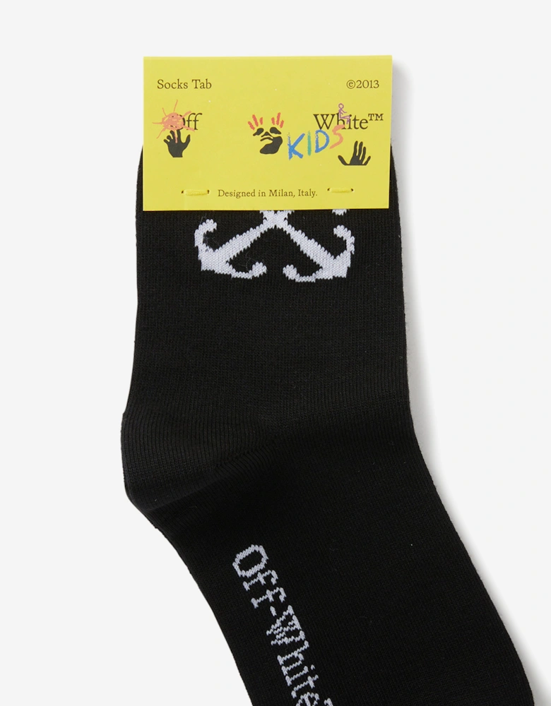Kids Arrow Mid High Socks in Black