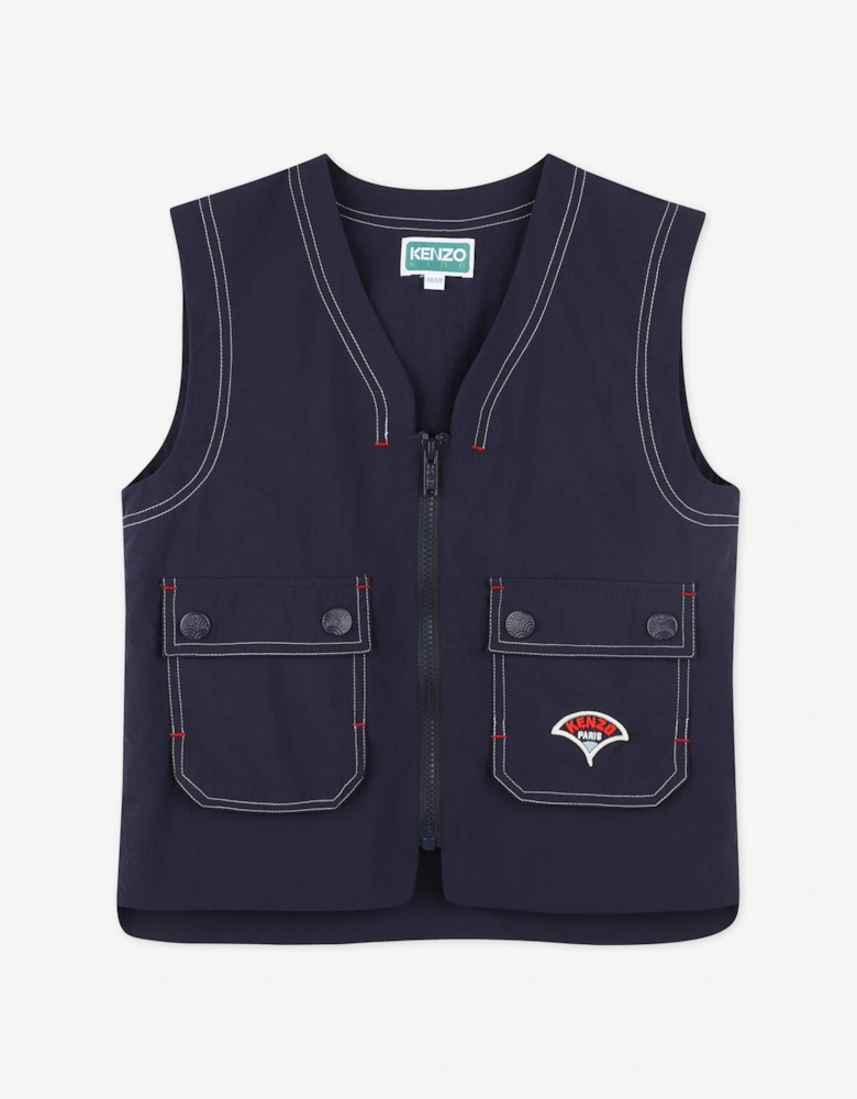 Boys Logo Gilet in Navy