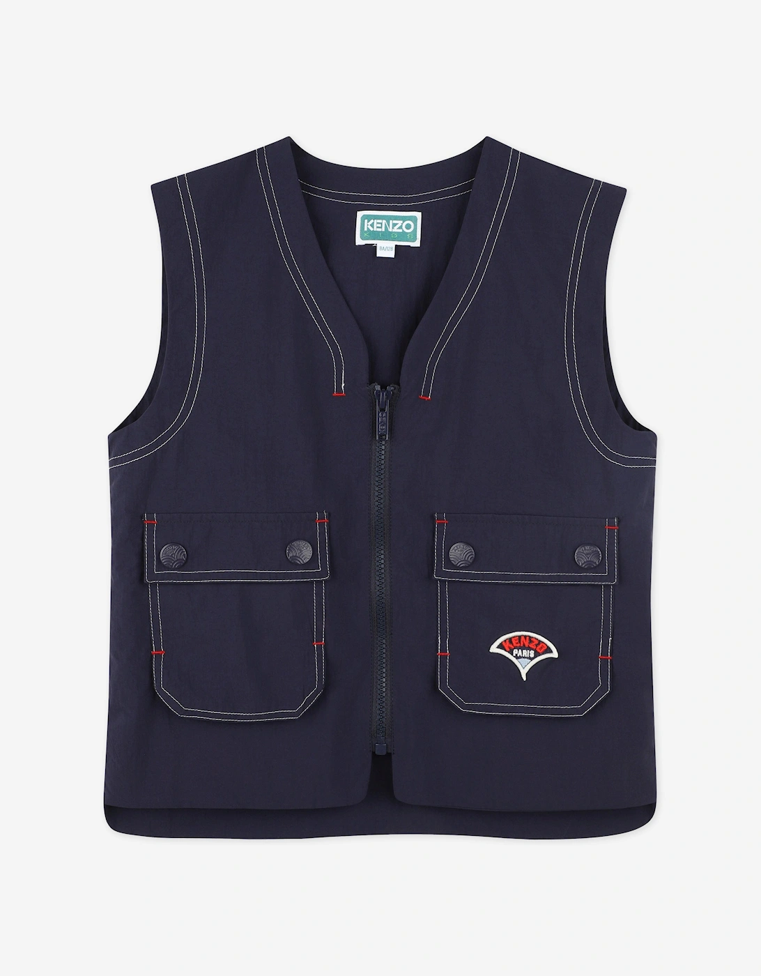 Boys Logo Gilet in Navy, 5 of 4