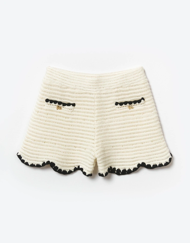 Girls Crochet Mini Shorts in Ivory