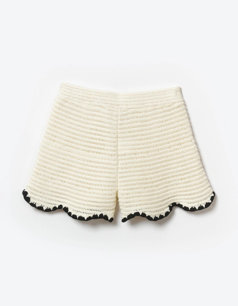 Girls Crochet Mini Shorts in Ivory