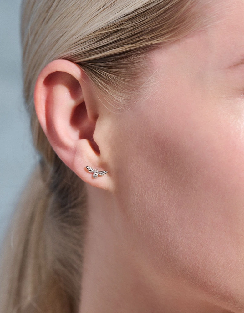 Lucky Bee Stud Earrings in Silver