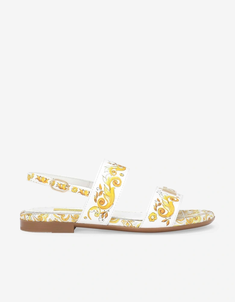 Girls Leather Maiolica Sandals in Yellow